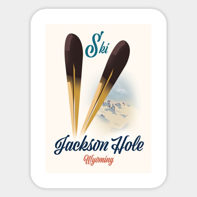 Jackson hole travel poster Sticker by nickemporium1